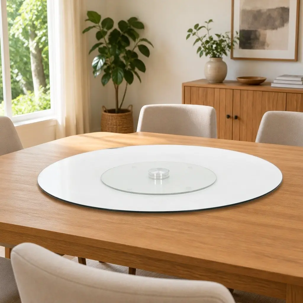 Rotating Serving Plate Tempered Glass 60cm Transparent Lazy Susan