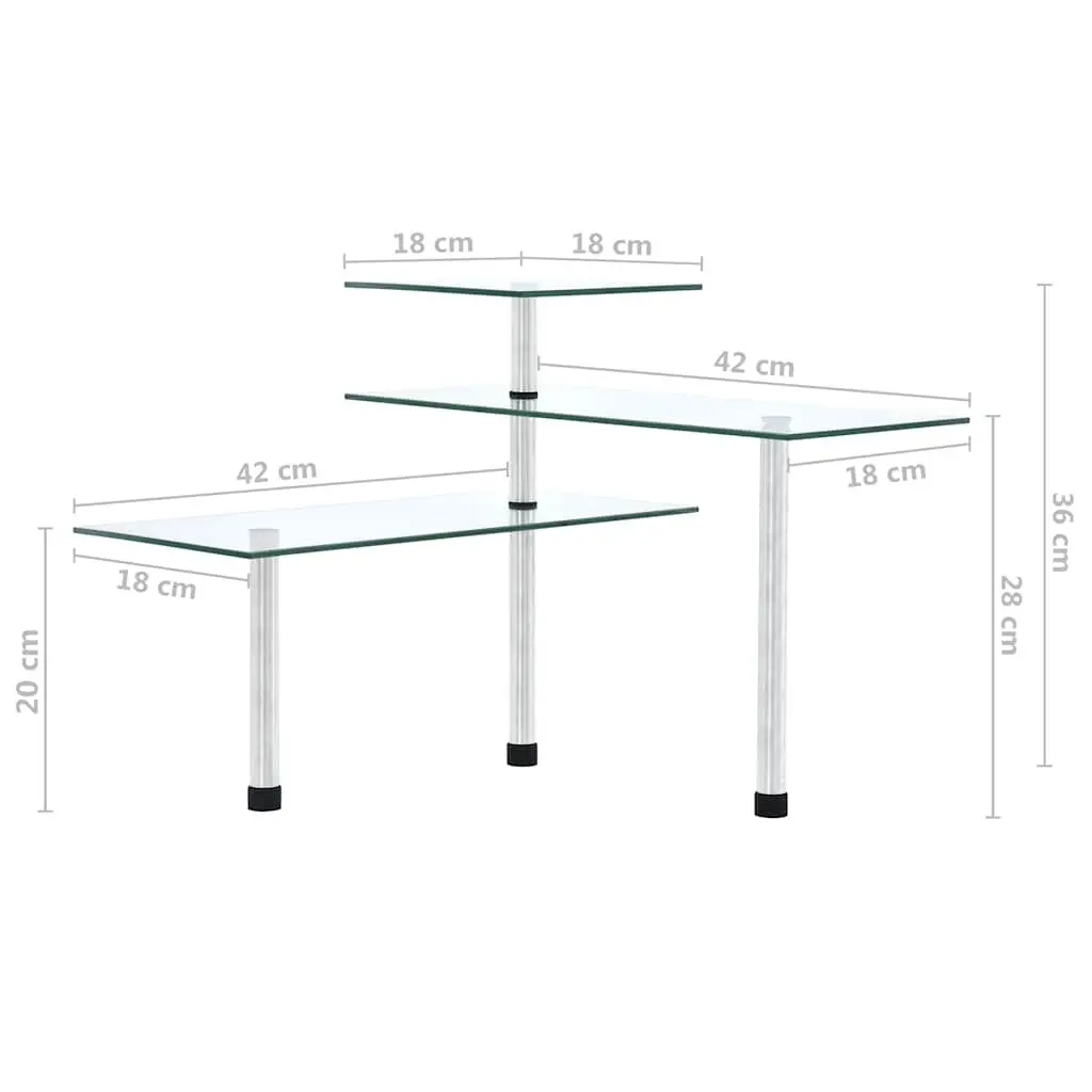 3-Tier Corner Shelf Tempered Glass Stainless Steel Transparent Storage Organiser Display Unit