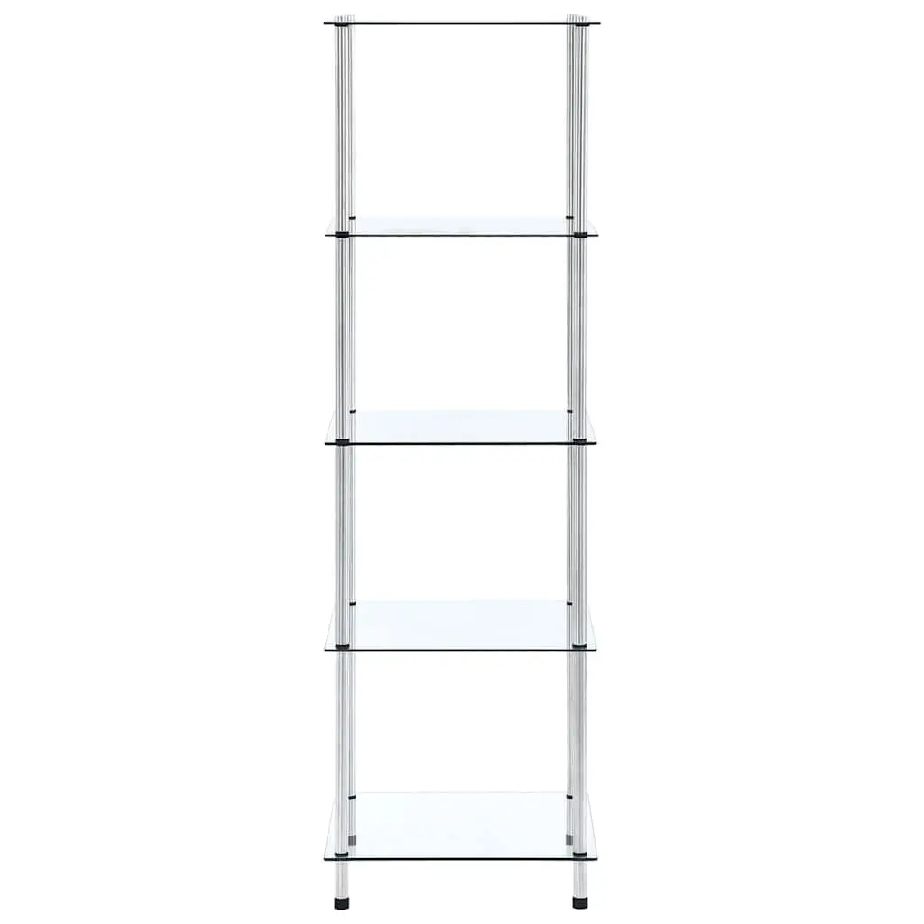 5-Tier Standing Shelf Tempered Glass Transparent Display Unit