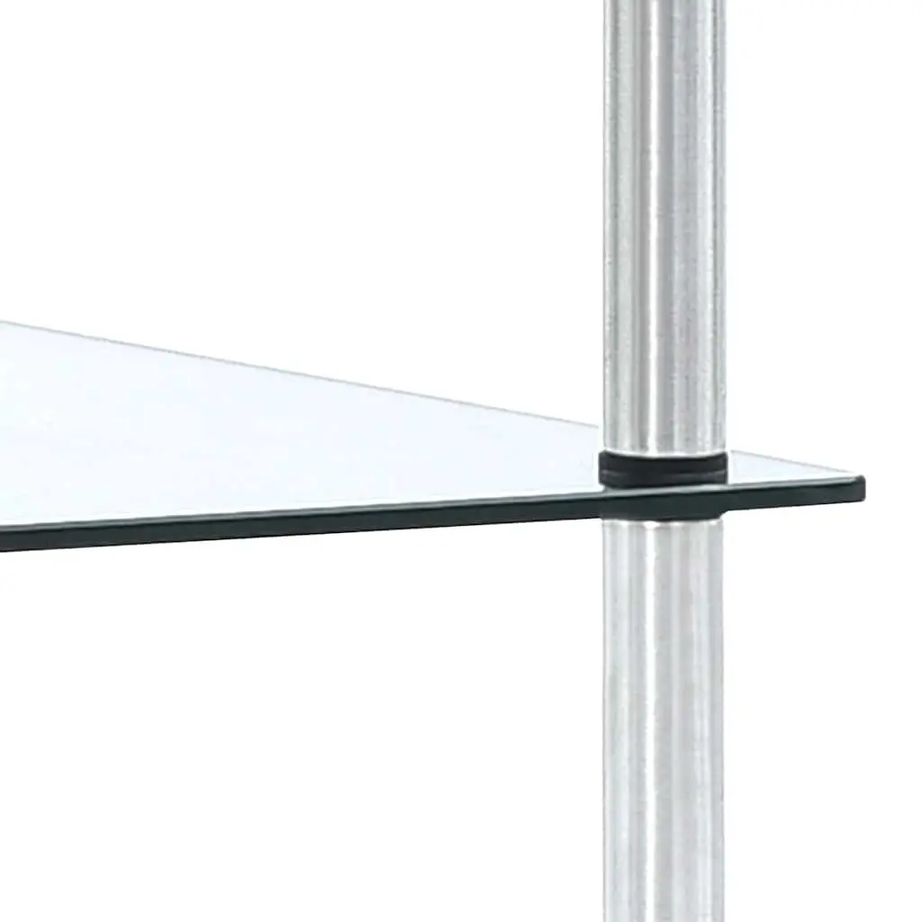 5-Tier Standing Shelf Tempered Glass Transparent Display Unit