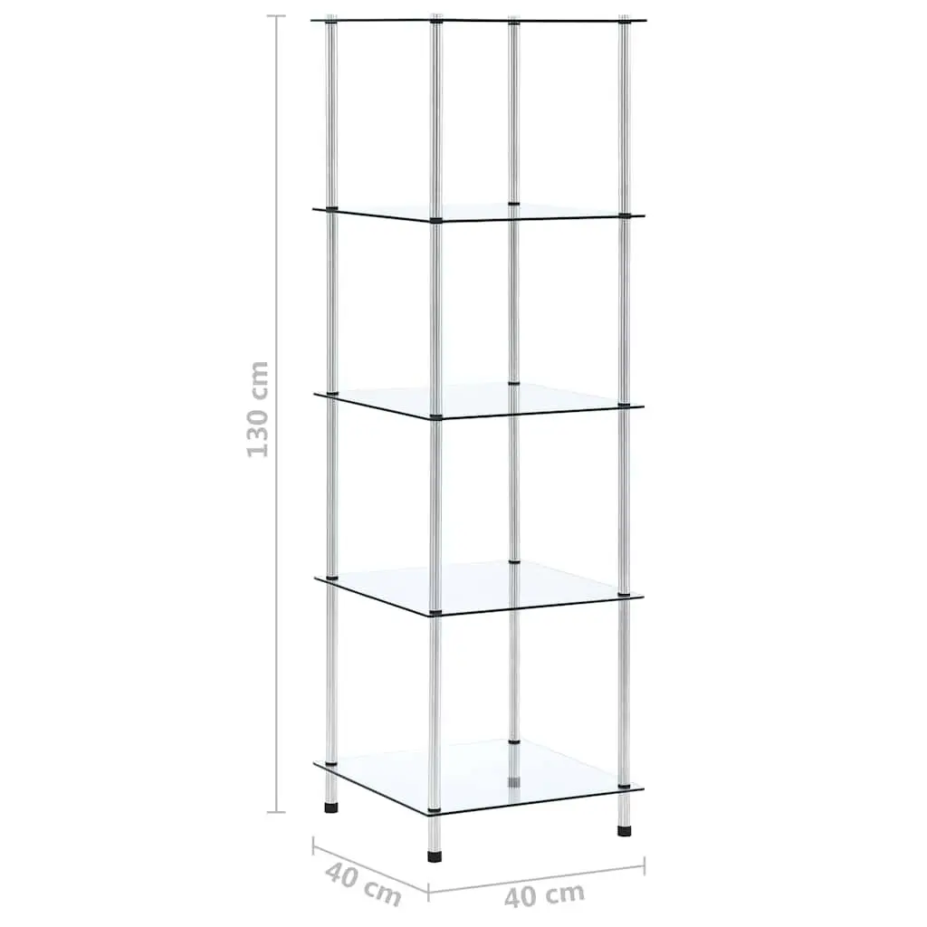 5-Tier Standing Shelf Tempered Glass Transparent Display Unit