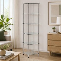 Practical 6-Tier Glass Bookshelf for Everyday Use