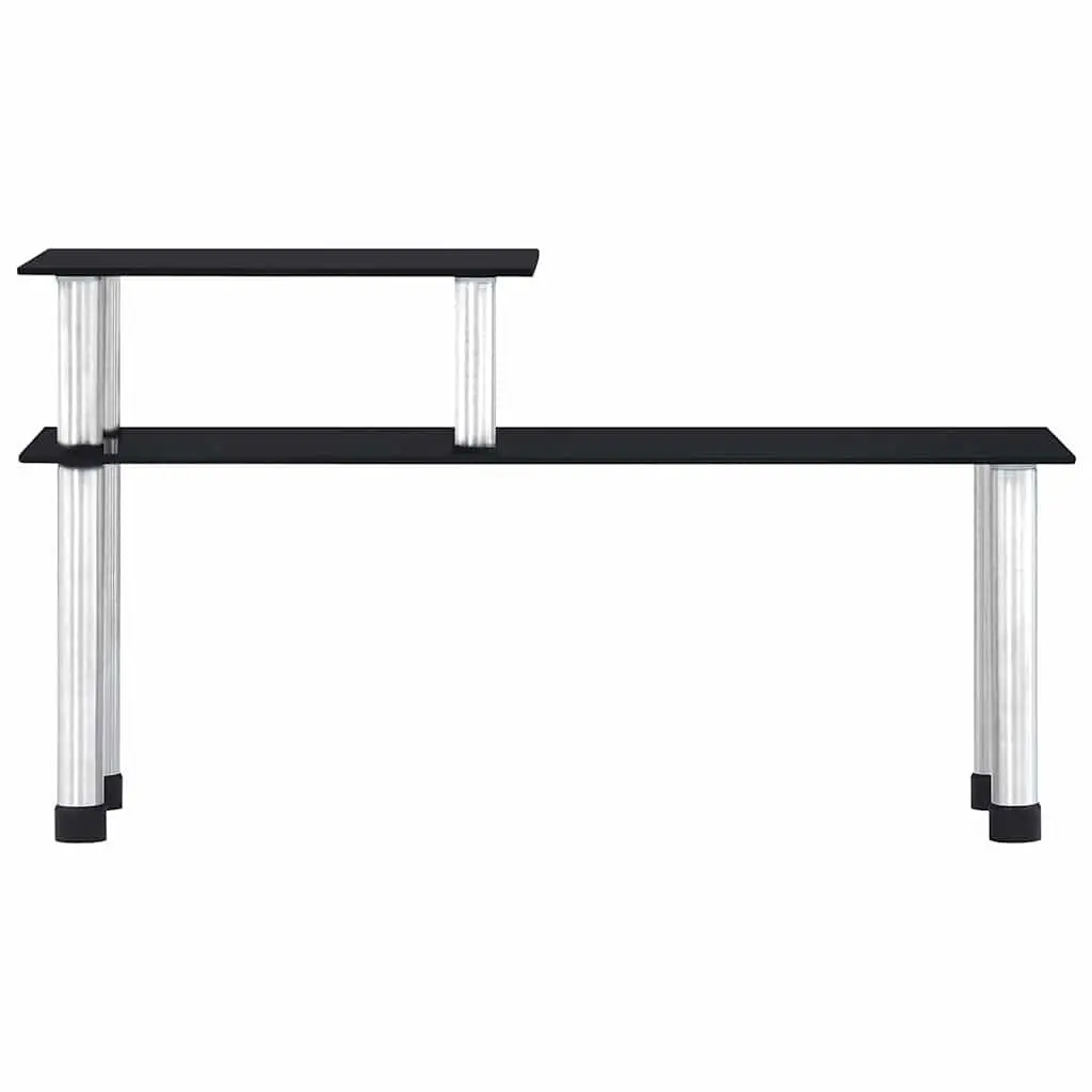 2-Tier Kitchen Shelf Tempered Glass Stainless Steel Black 45 x 16 x 26 cm