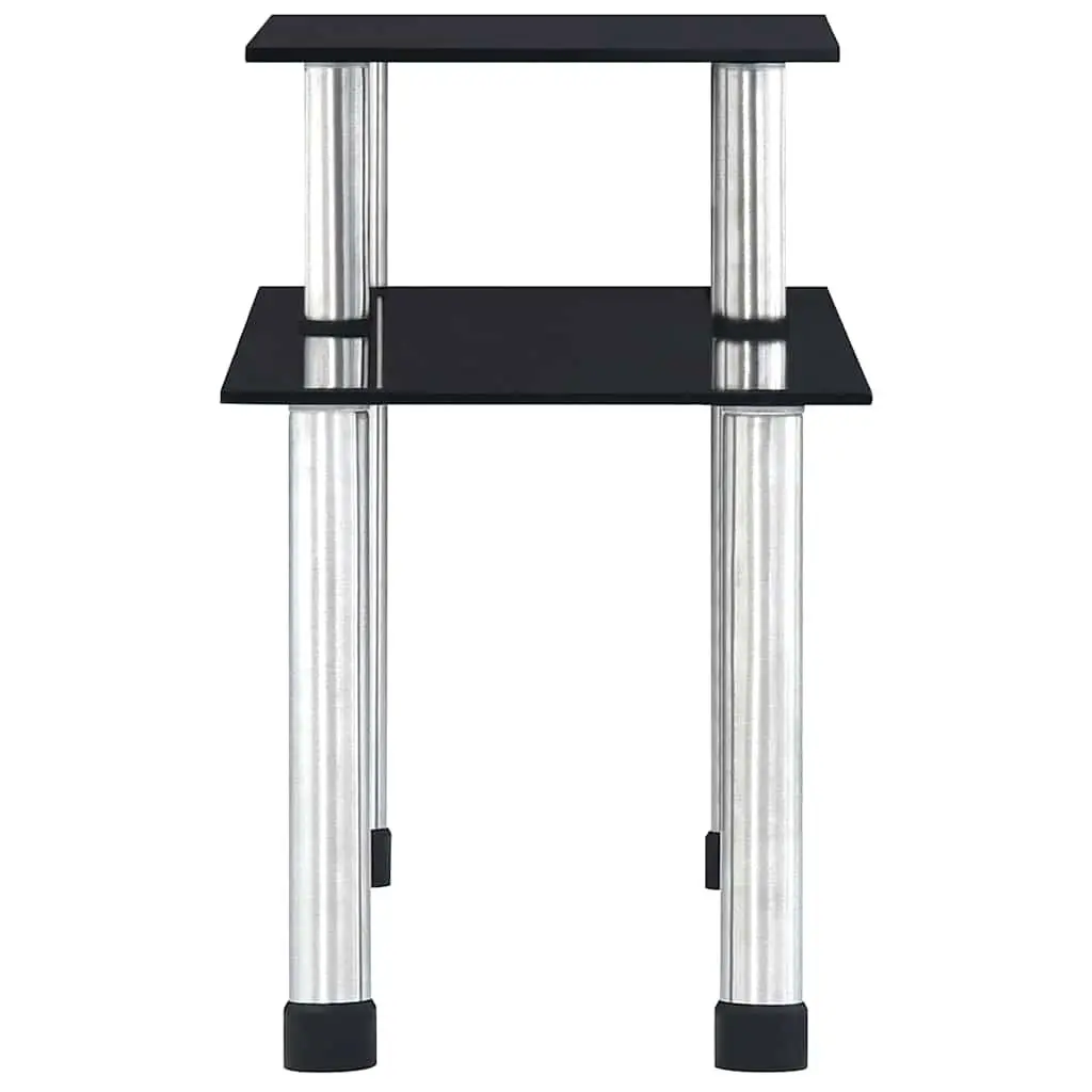 2-Tier Kitchen Shelf Tempered Glass Stainless Steel Black 45 x 16 x 26 cm