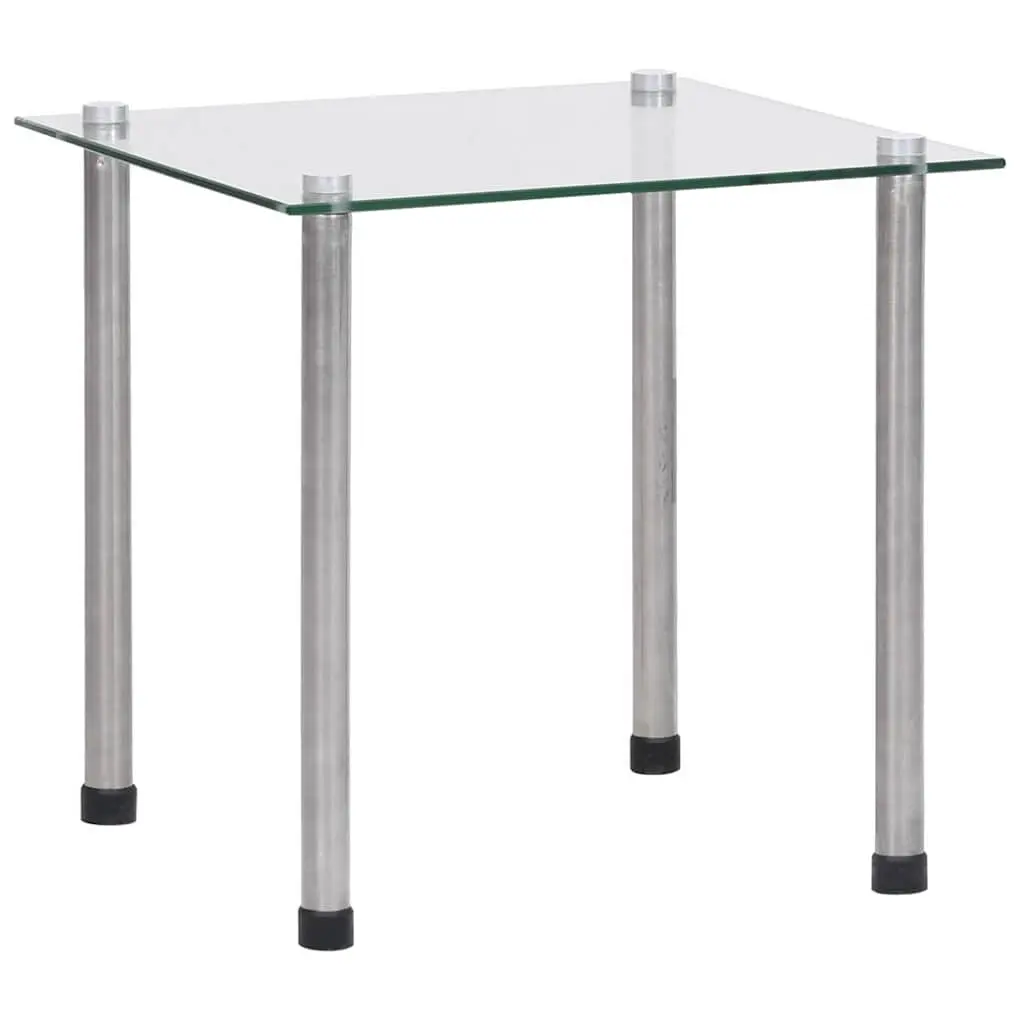Nesting Tables Set 3 Pieces Transparent Tempered Glass Stainless Steel Legs Modern