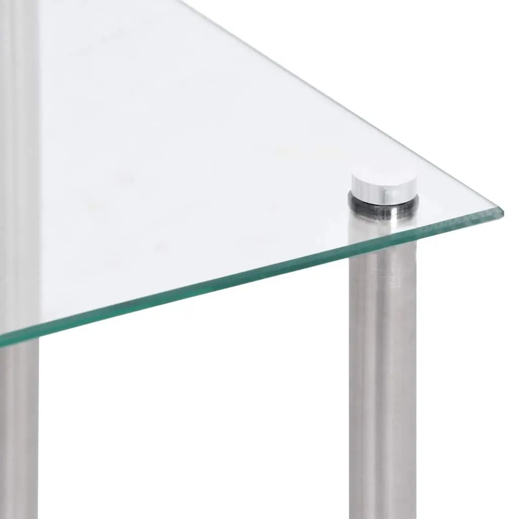 Nesting Tables Set 3 Pieces Transparent Tempered Glass Stainless Steel Legs Modern