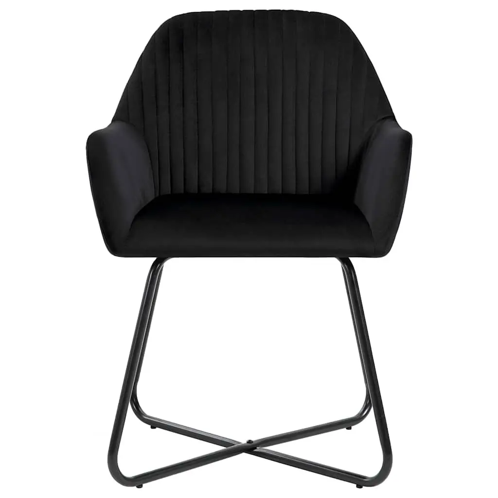 Dining Chairs Velvet Black 2 pcs with Armrests