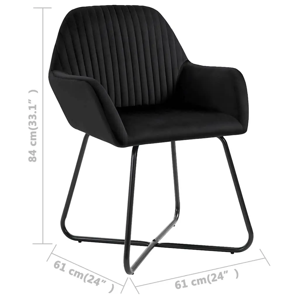 Dining Chairs Velvet Black 2 pcs with Armrests