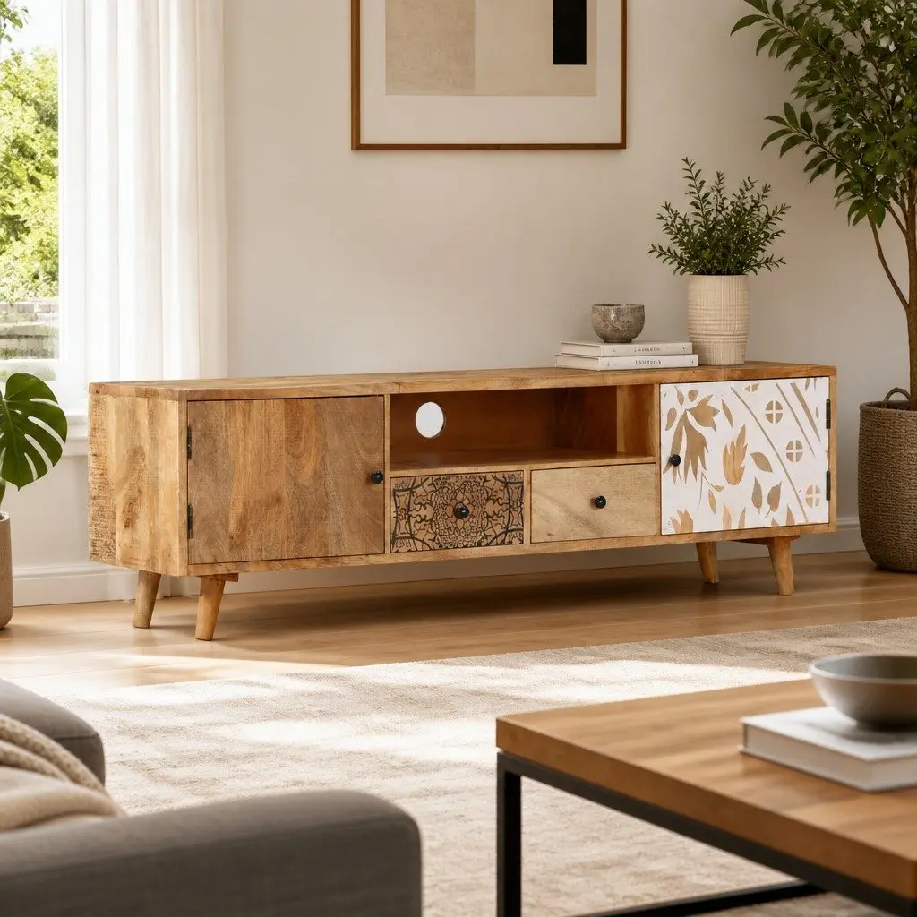 Solid Mango Wood TV Cabinet