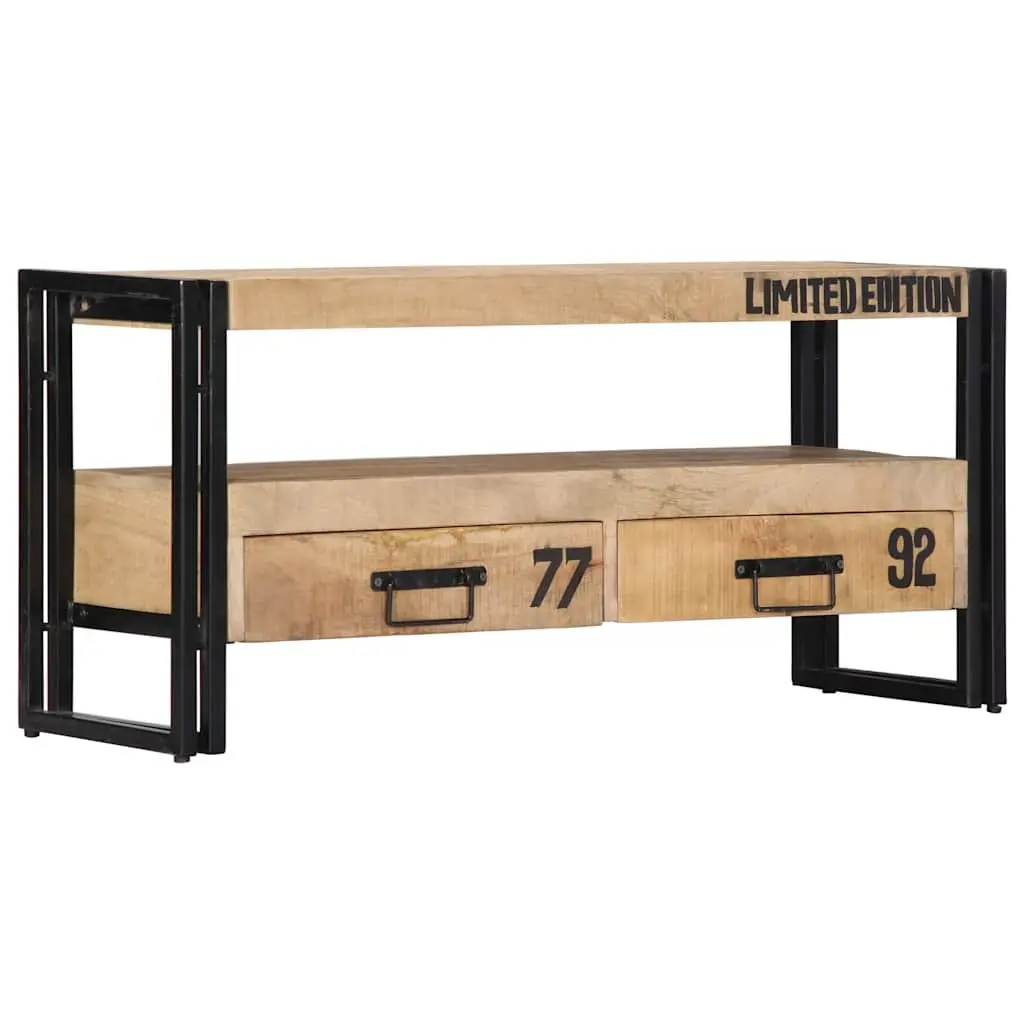 TV Cabinet 100x30x45 cm Solid Mango Wood Storage Unit with Drawers Compartment