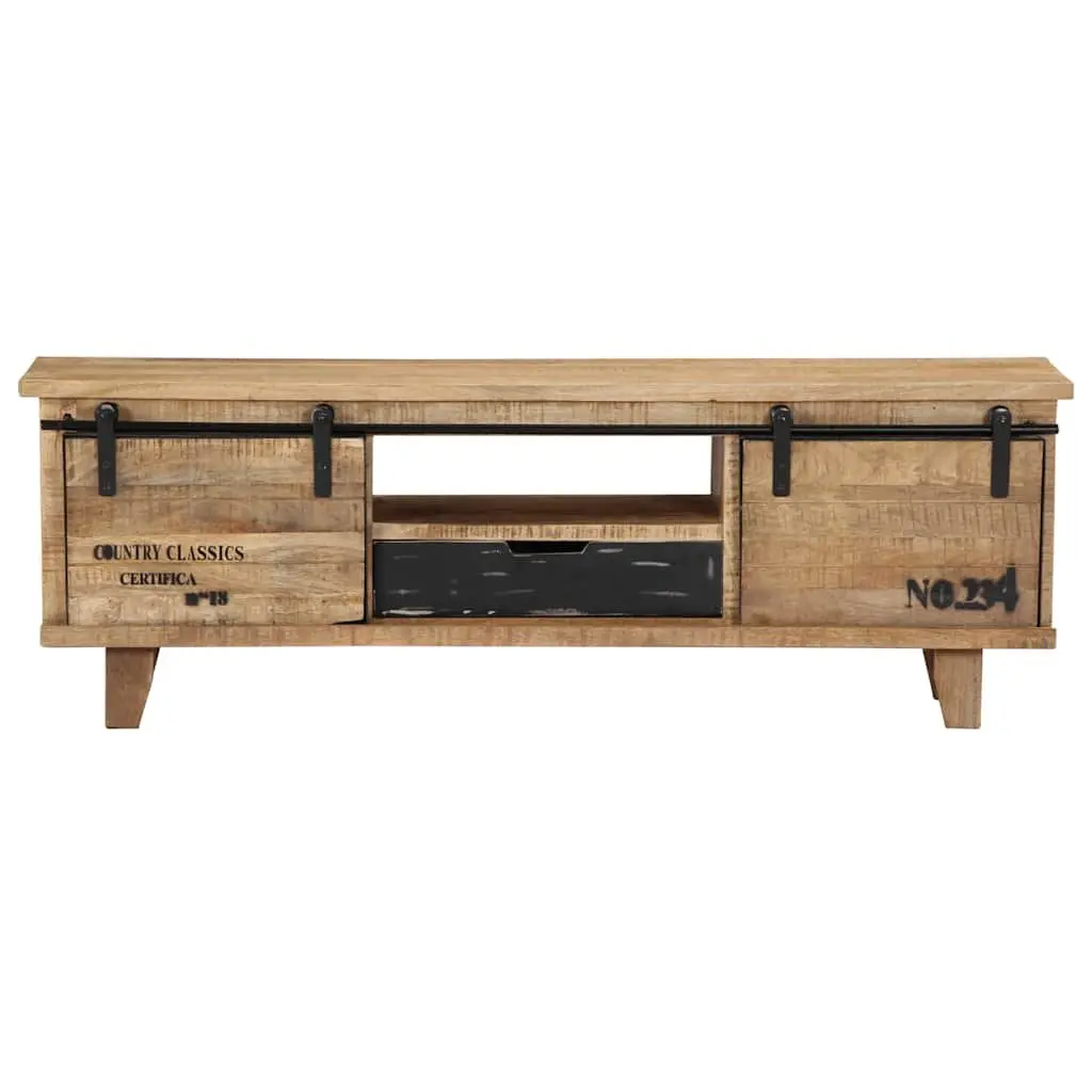 Mango Wood TV Stand Lowboard 120x30x40 cm Brown Handmade Storage Unit
