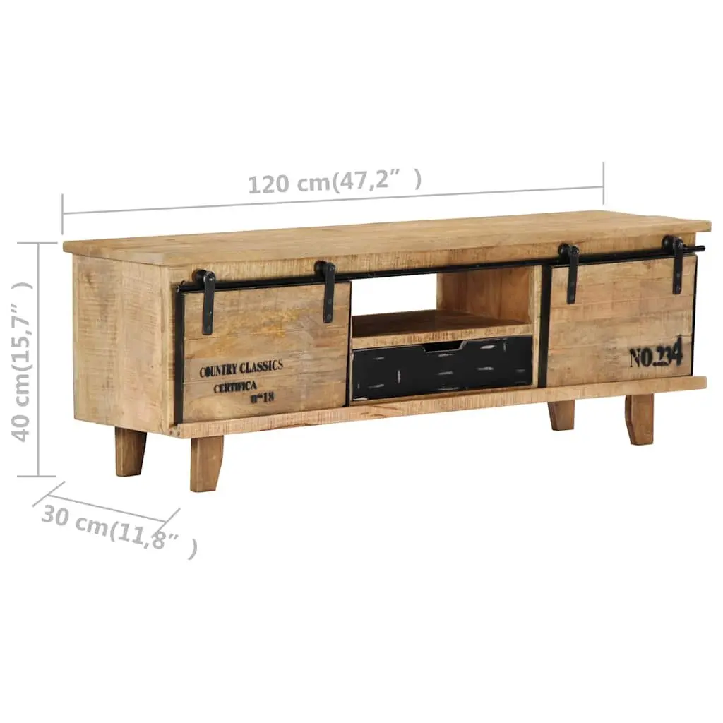 Mango Wood TV Stand Lowboard 120x30x40 cm Brown Handmade Storage Unit