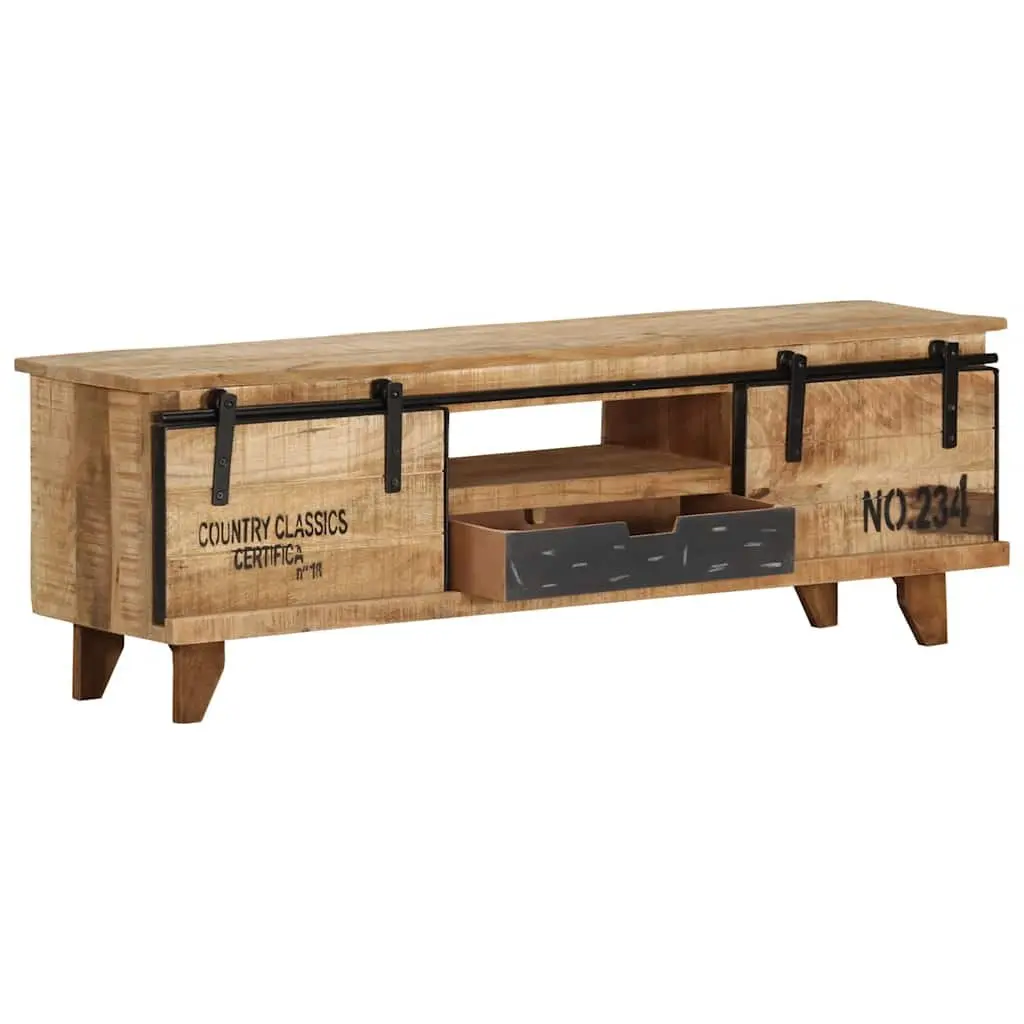 Mango Wood TV Stand Lowboard 120x30x40 cm Brown Handmade Storage Unit