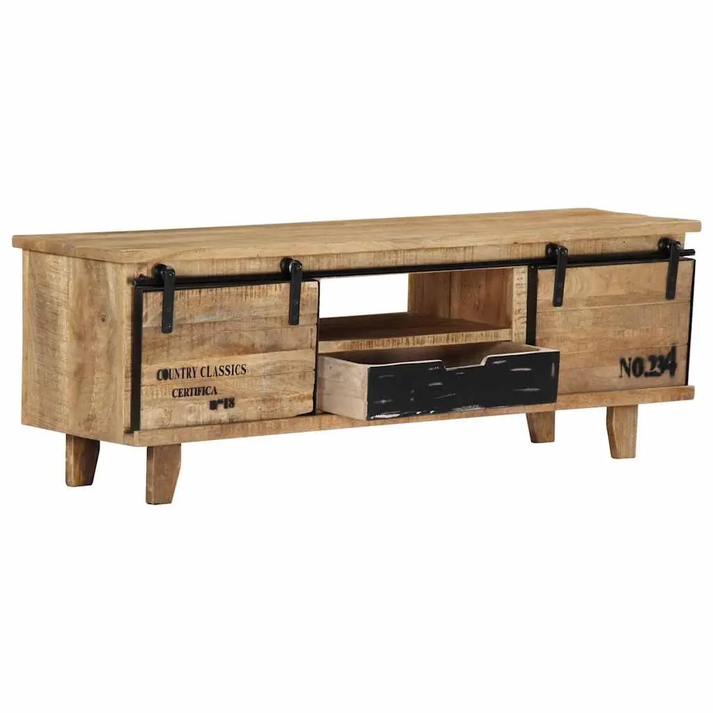 Mango Wood TV Stand Lowboard 120x30x40 cm Brown Handmade Storage Unit