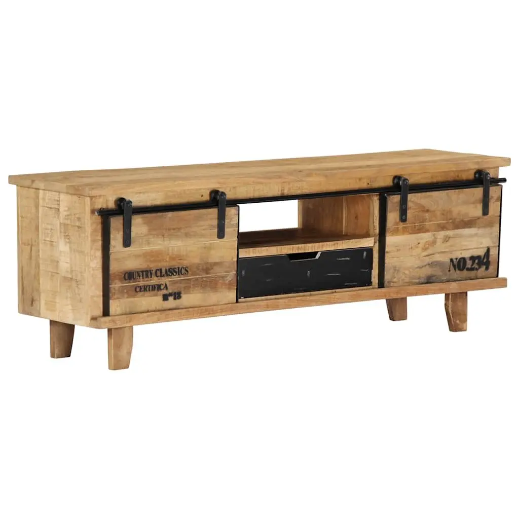 Mango Wood TV Stand Lowboard 120x30x40 cm Brown Handmade Storage Unit