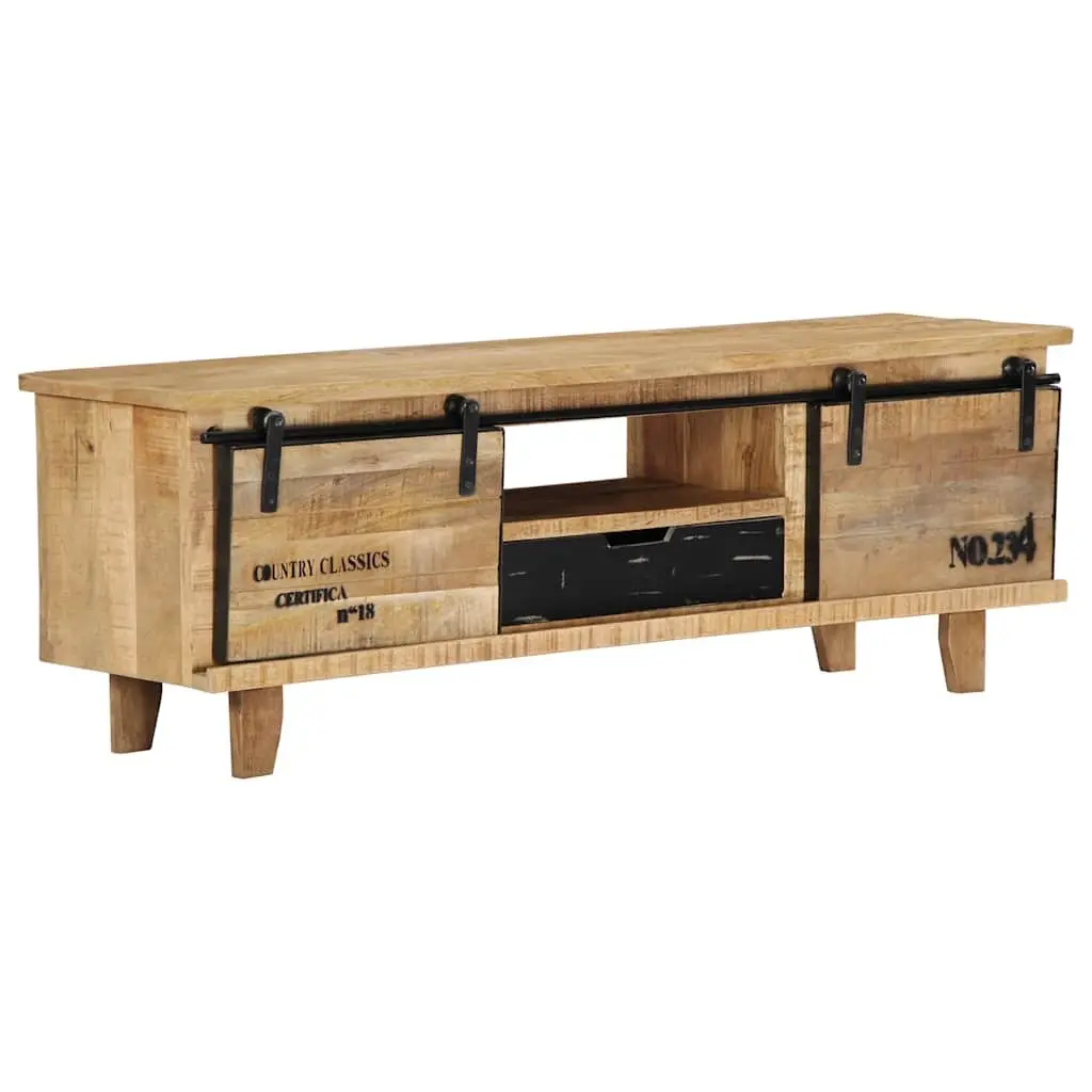 Mango Wood TV Stand Lowboard 120x30x40 cm Brown Handmade Storage Unit