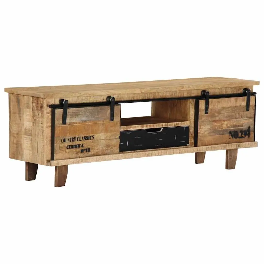 Mango Wood TV Stand Lowboard 120x30x40 cm Brown Handmade Storage Unit