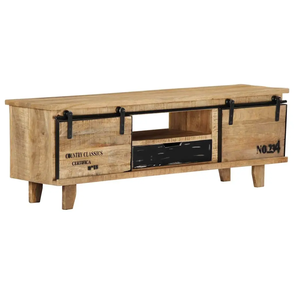 Mango Wood TV Stand Lowboard 120x30x40 cm Brown Handmade Storage Unit