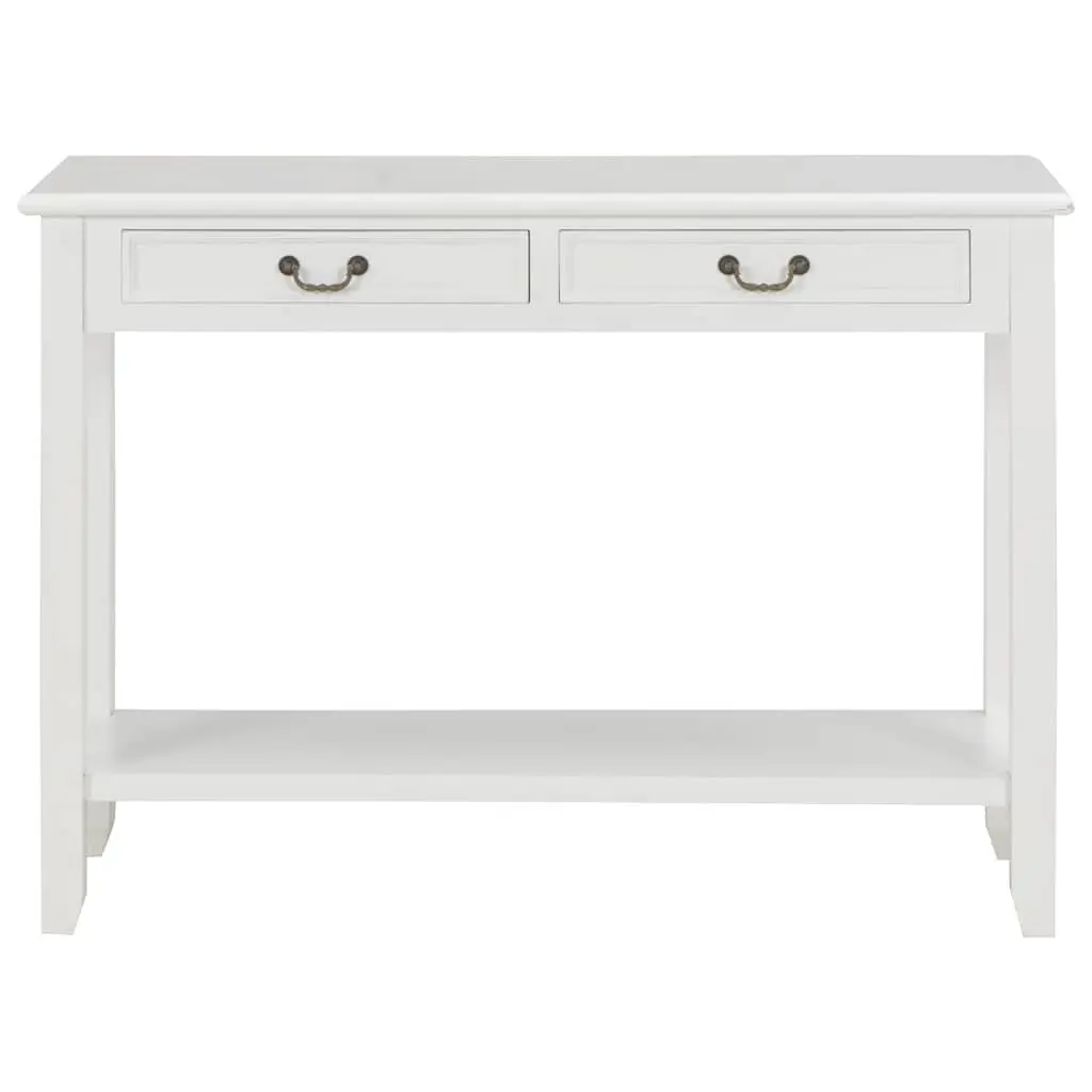 Wooden Console Table MDF and Pine Wood 110x35x80 cm White with Drawers and Shelf Storage