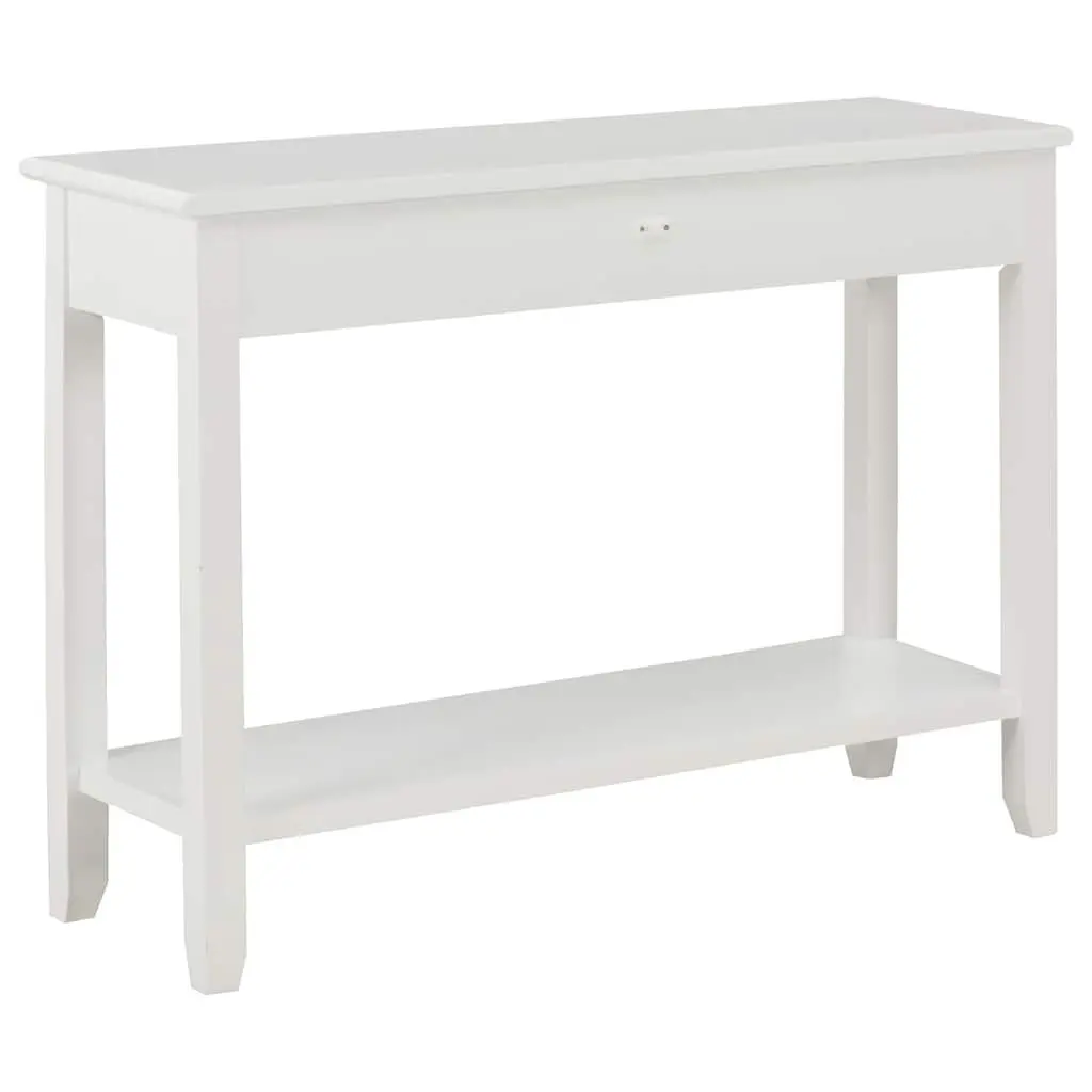 Wooden Console Table MDF and Pine Wood 110x35x80 cm White with Drawers and Shelf Storage