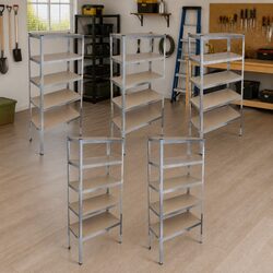 Storage Rack Shelf Unit 5 Piece Set Brown Industrial Garage Organization System