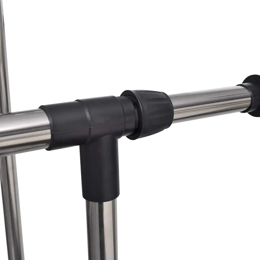 Clothes Rack Adjustable Stainless Steel 2 Piece Black 108 to 170 cm Height 150 cm Extendable Hanging Bars