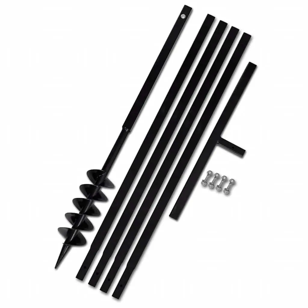 Ground Drill Auger Steel 100mm with Handle and 4 Extension Tubes 5m for Soil Aeration