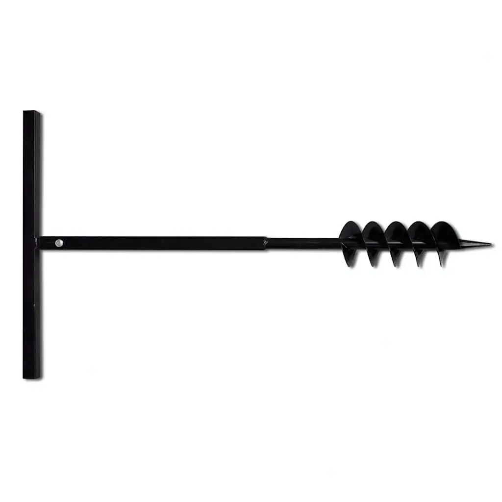 Ground Drill Auger Steel 100mm with Handle and 4 Extension Tubes 5m for Soil Aeration