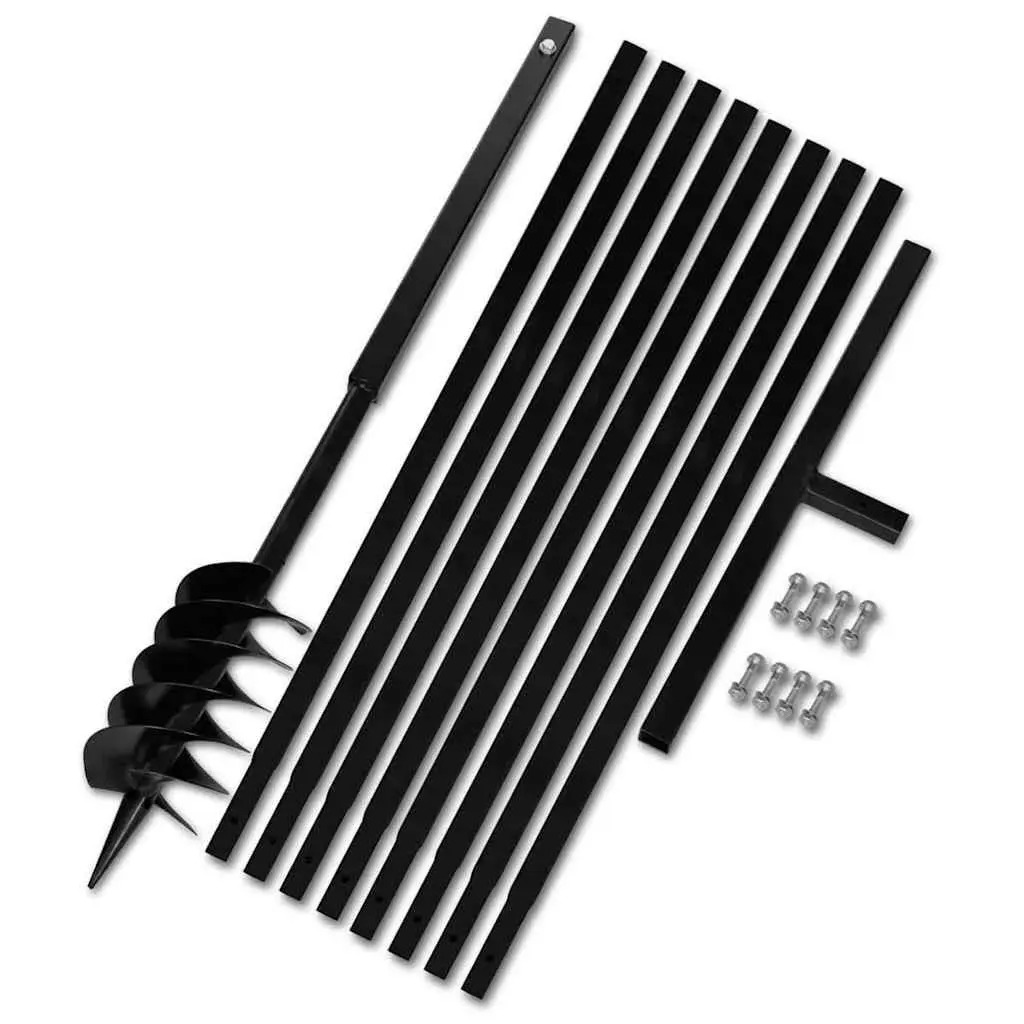 Ground Drill Auger Steel 120mm with Handle Extension Tubes 9m Soil Digging Tool