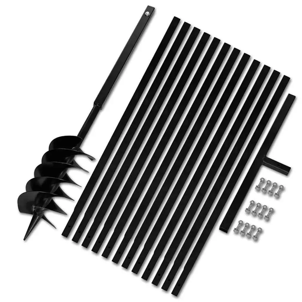 Ground Drill Auger Steel 150mm with Handle and 12 Extension Tubes 13m Soil Aeration