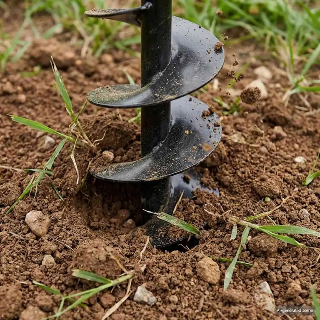 Ground Drill Auger Steel 180mm with Handle and 5m Extension Tubes Soil Aeration