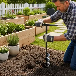 Ergonomic Ground Drill 200mm with Handle & Extensions