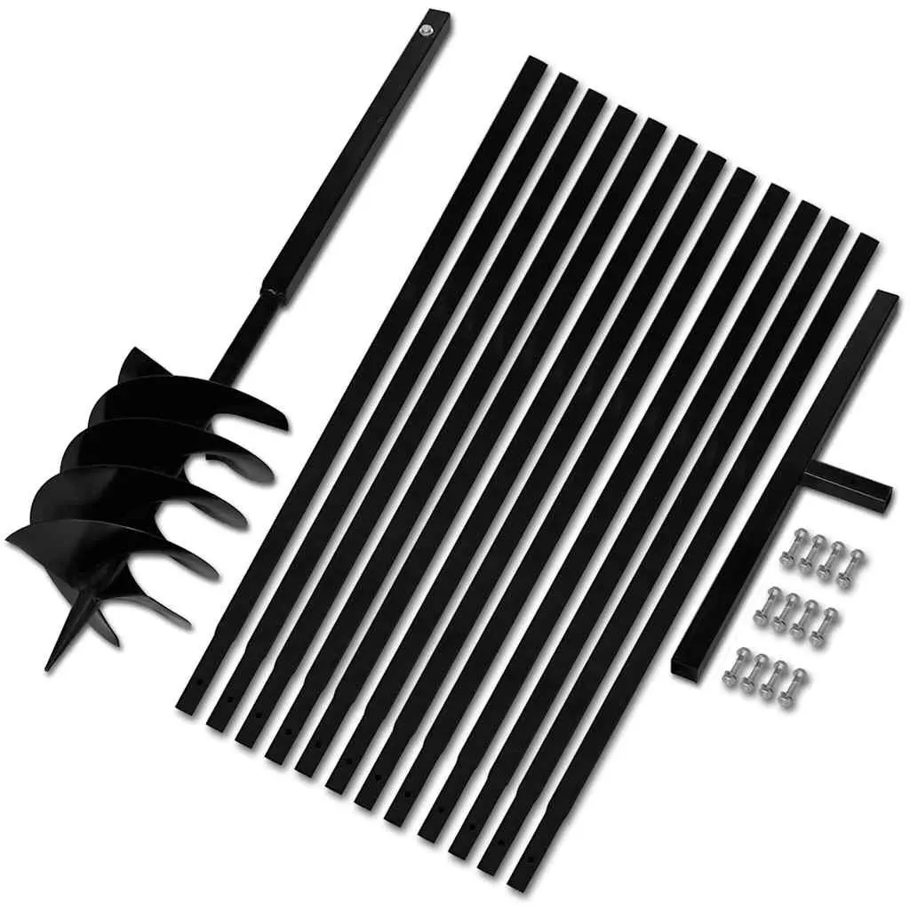 Soil Auger Steel Ground Drill 200mm with Handle 13m Extension Tubes Gardening Tool