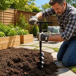 Ground Drill Auger 80mm with Handle Extension Tubes 5m Steel Gardening Tool