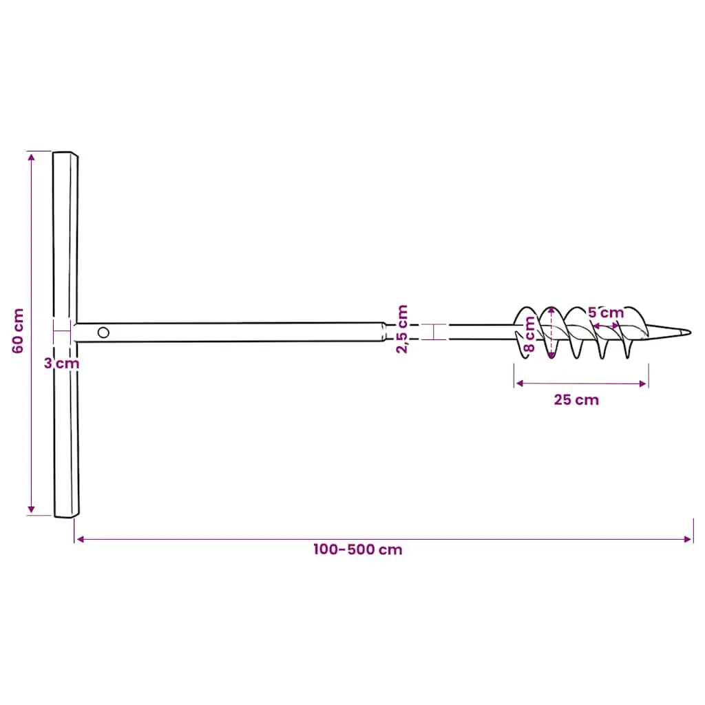 80mm Ground Drill Auger Steel Gardening Tool with 5m Extension Tubes and Handle for Easy Digging and Planting