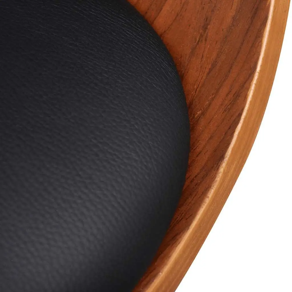 Dining Chairs Bent Wood Frame Faux Leather Seat Black 2 Piece
