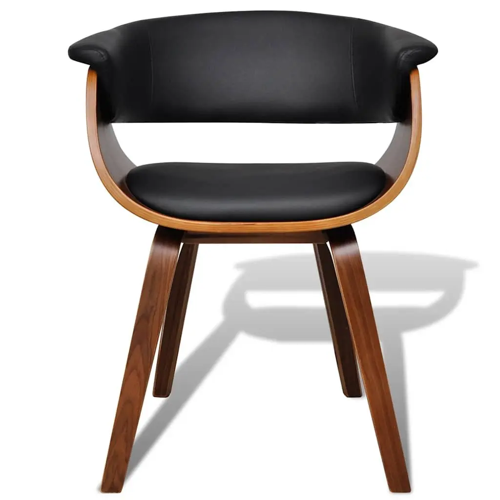 Dining Chairs Bent Wood Frame Faux Leather Padded Seat Black Set of 4