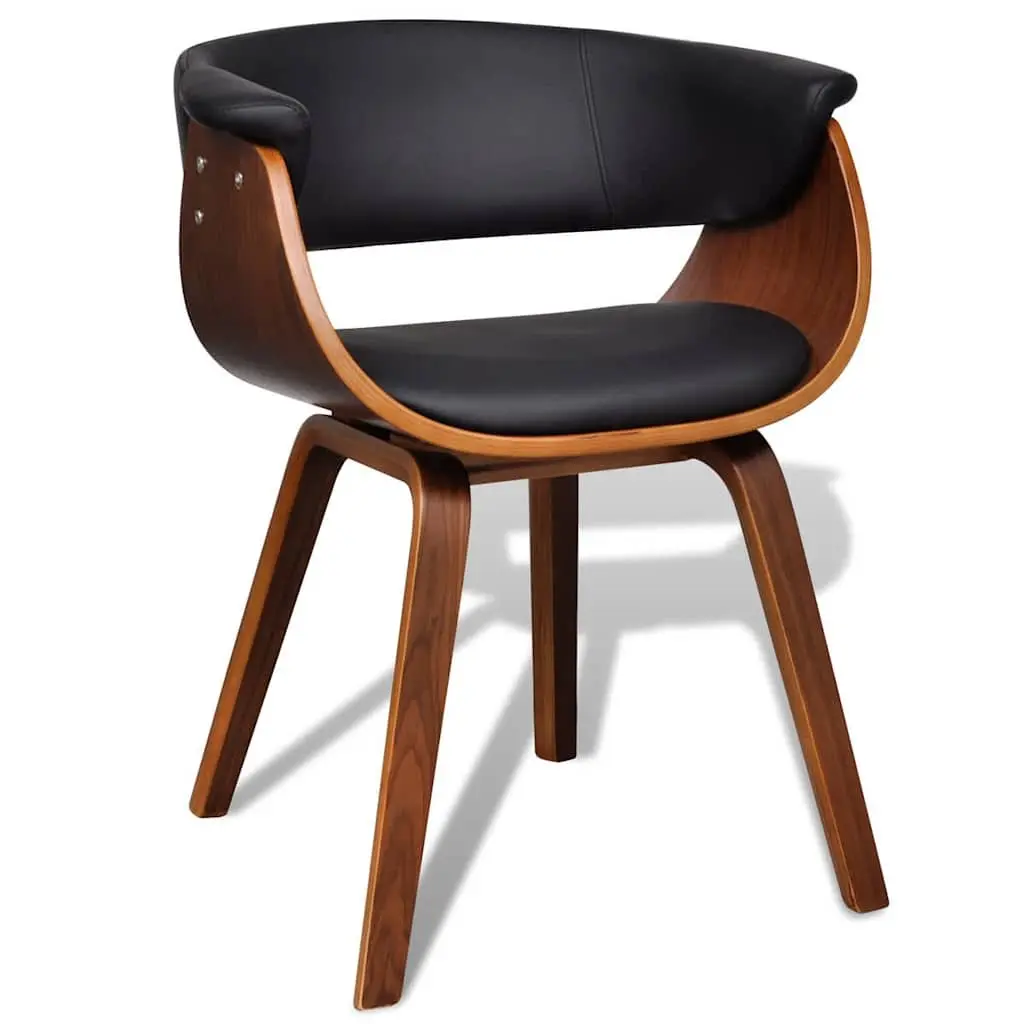 Dining Chairs Bent Wood Frame Faux Leather Padded Seat Black Set of 4