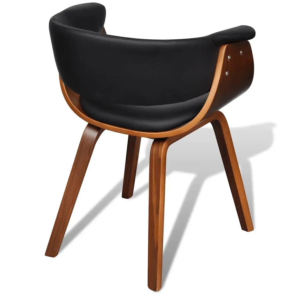 Dining Chairs Bent Wood Frame Faux Leather Padded Seat Black Set of 4