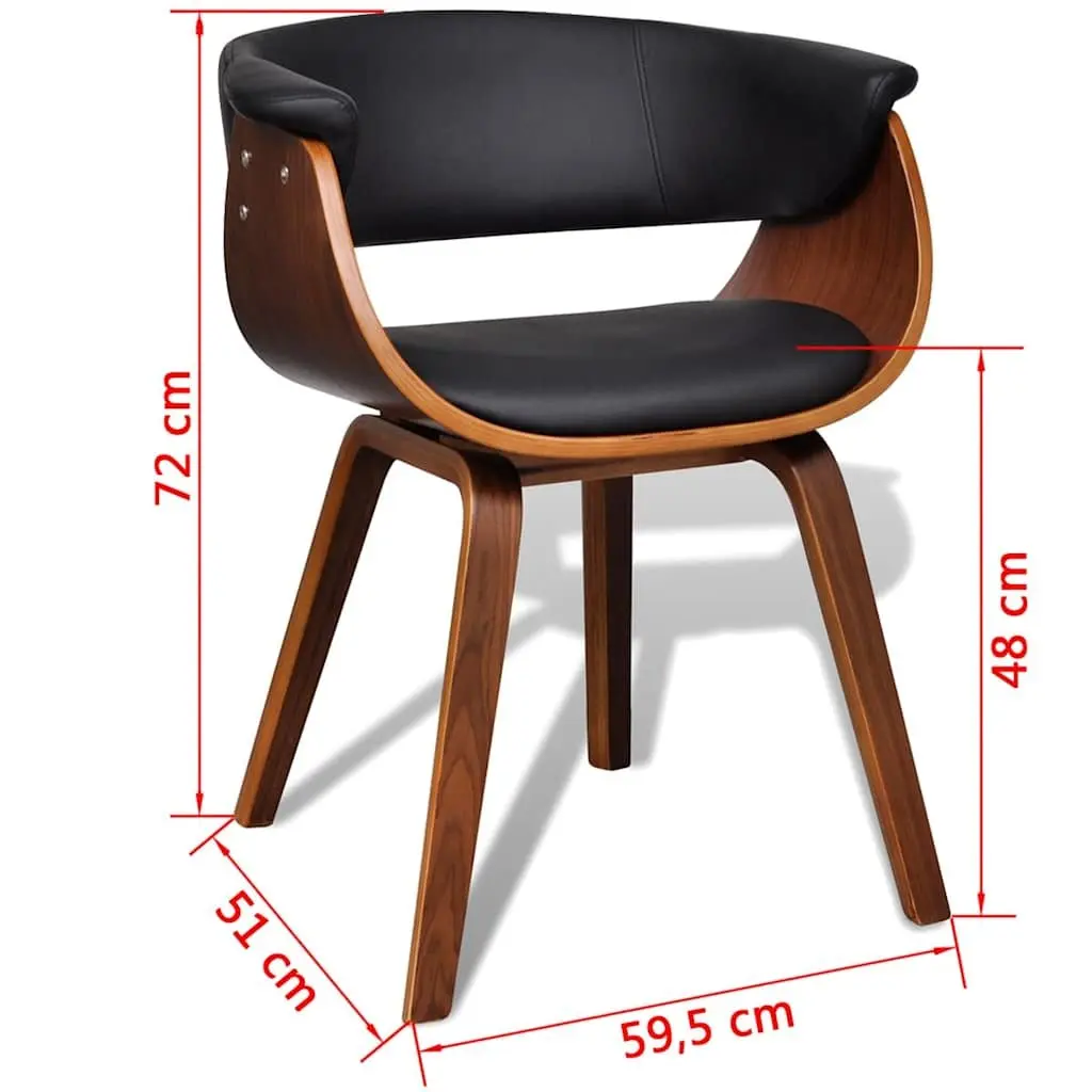 Dining Chairs Bent Wood Frame Faux Leather Padded Seat Black Set of 4