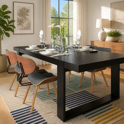 Dining Chairs Set 4 pcs Bent Wood Frame Faux Leather Seat Black Kitchen