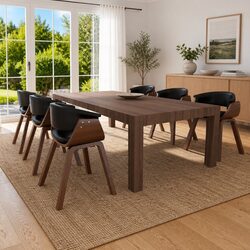 Dining Chairs Set 6 pcs Bent Wood Frame Padded Faux Leather Seating Black