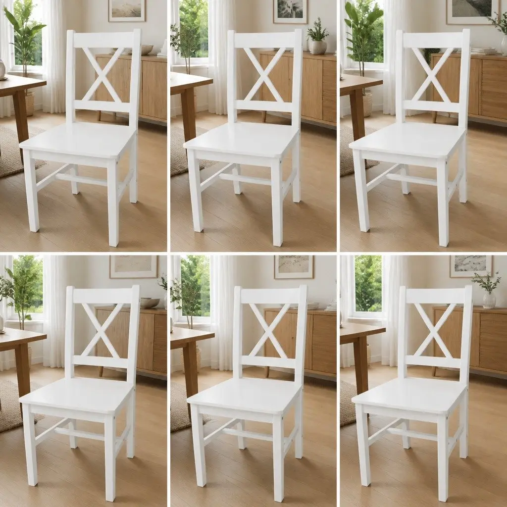 Dining Chairs 6 Pieces White Kitchen Dining Room Furniture Set