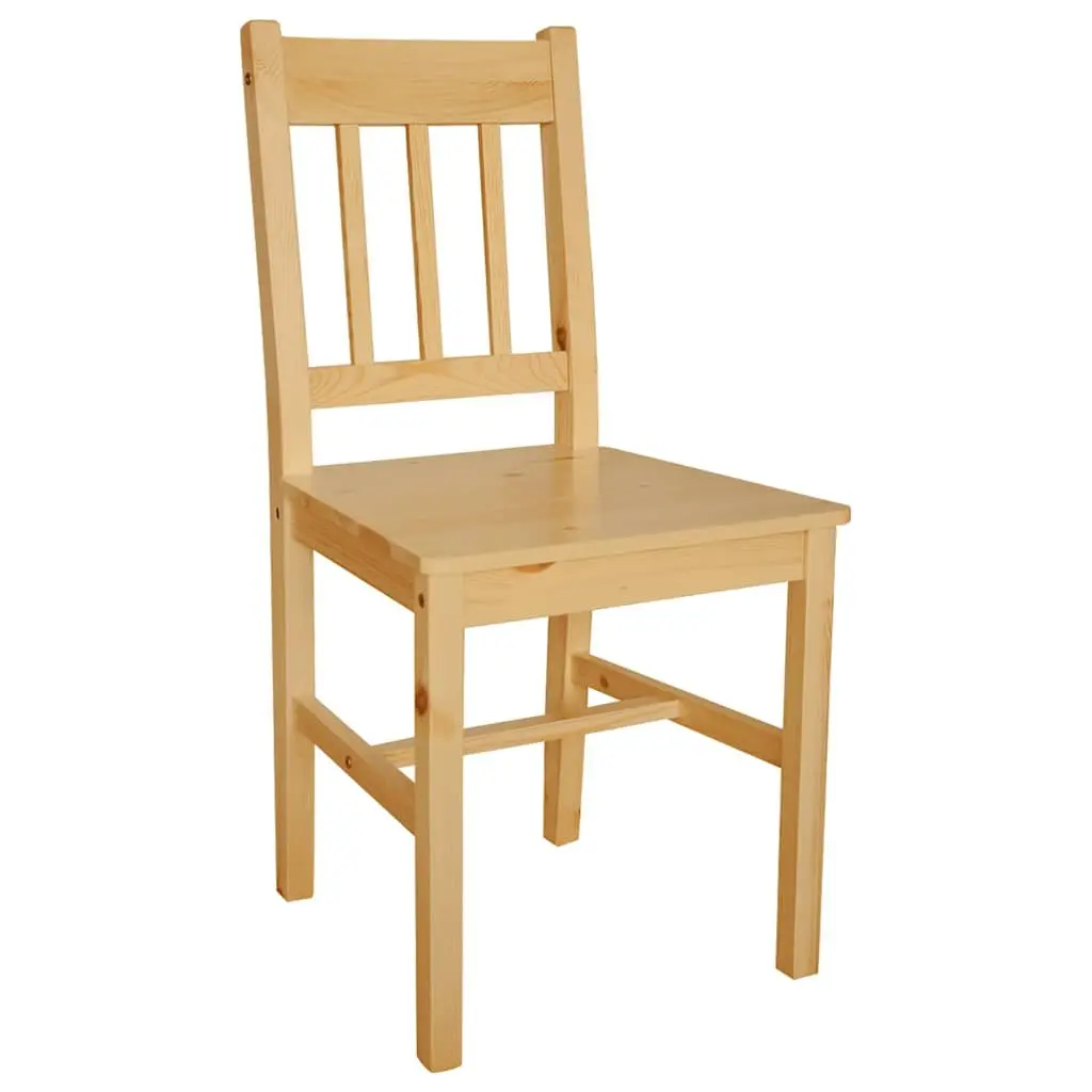 Dining Chairs 6 pcs Pinewood Kitchen Room Furniture Set Beige Ergonomic Design
