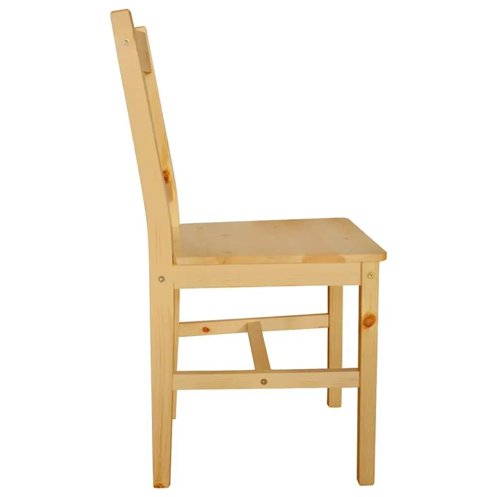 Dining Chairs 6 pcs Pinewood Kitchen Room Furniture Set Beige Ergonomic Design