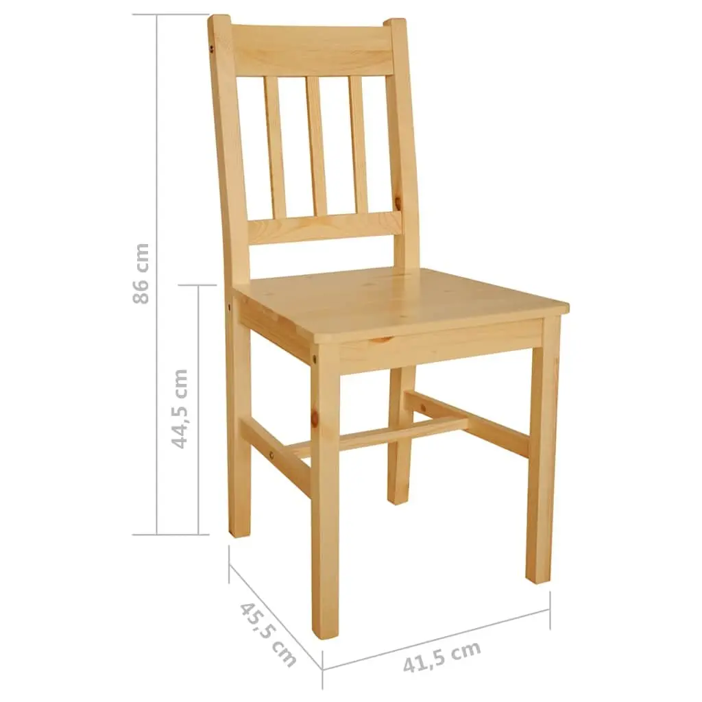 Dining Chairs 6 pcs Pinewood Kitchen Room Furniture Set Beige Ergonomic Design