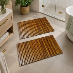 Functional Wooden Bath Mat Set: Perfect for Bathrooms