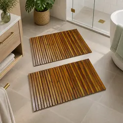 Functional Wooden Bath Mat Set: Perfect for Bathrooms