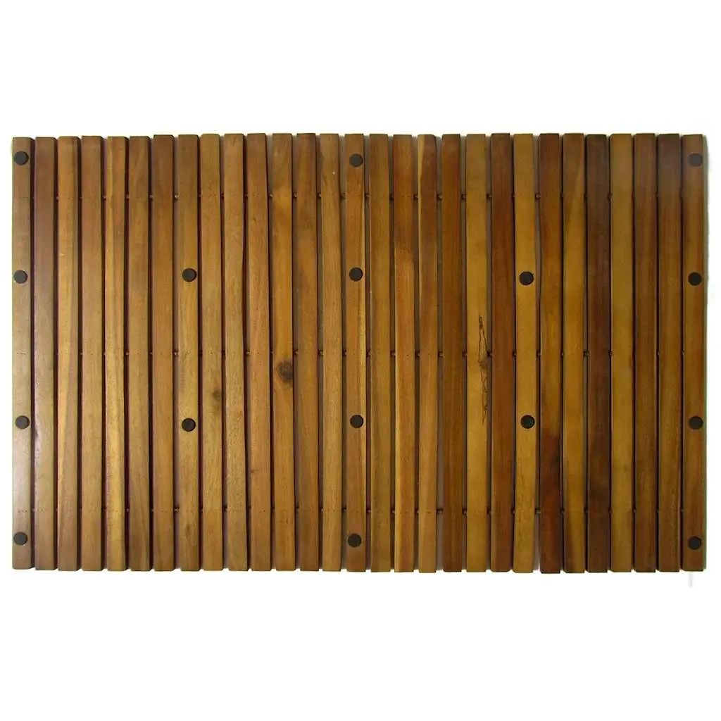 Wooden Bath Mat Acacia Wood 80 x 50 cm Brown Non-Slip Bathroom Sauna Floor 3 Piece