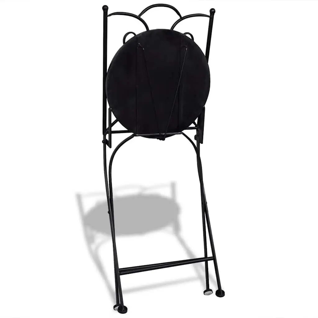 3 Piece Outdoor Bistro Set Powder-Coated Iron Frame Brown Ceramic Tile Mosaic Garden Patio Furniture